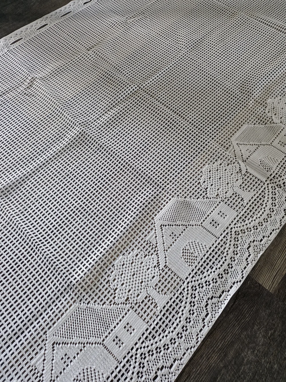 Lace Curtain Panel  House-Pattern Border